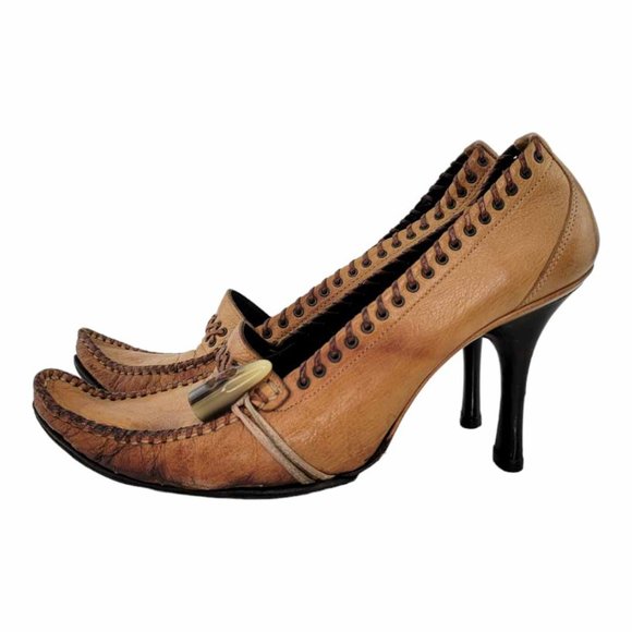 RARE Goffredo Fantini Curled Toe Pumps - Handmade in Italy - Antler Detail - Picture 8 of 12